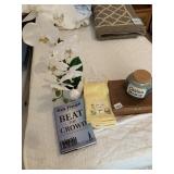 WOODEN BOX, BOOK, FLOWER, ETC.