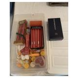 ASSORTMENT OF TAPER CANDLES, ETC.