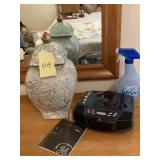 GE ALARM CLOCK, FEBREZE AND LIDDED VASE