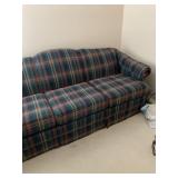 SLEEPER SOFA GREEN PLAID DESIGN