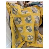 YELLOW HAND STITCHED QUILT LARGE