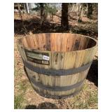 HALF REAL WOOD BARREL PLANTER