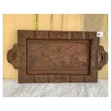 HAND CARVED WOODEN TRAY WITH FARMER ON BURRO
