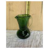 4" CRACKLE GREEN GLASS CREAMER WITH APPLIED CLEAR