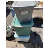 3 STORAGE BINS WITH LIDS