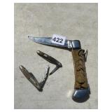 OLD CRAFTY POCKET KNIFE, LEATHER WRAPPED HANDLED