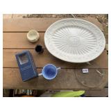 FULL LEAD CRYSTAL STOPPER, BLUE GLASS SUGAR BOWL,