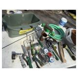 SAW, HOSE, SPRAY NOSSEL, MOSS BASKETS ETC.