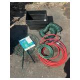 RAILING PLANTERS, TOMATO CAGES, HOSES