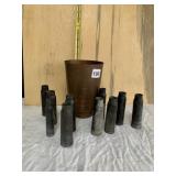 WEST WARE COPPER VASE WITH LARGE BULLET CASINGS