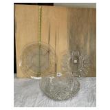 GLASS SERVING PIECES INCLUDING EGG DISH, BOWL AND
