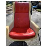 MID- CENTURY RED AND CREAM SWIVEL CHAIR