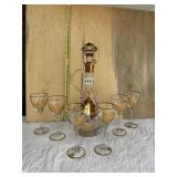 ROMANIAN CRYSTAL DECANTER AND 6 MATCHING WINE