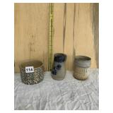 SMALL SPONGEWARE CROCK, SALT GLAZE CREAMER,