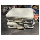 2 WHITE VINTAGE SUITCASES