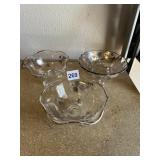 3 FOOTED SILVER OVERLAY BOWLS