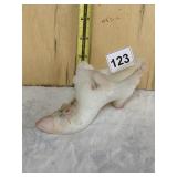 HAND PAINTED MILK GLASS SHOE