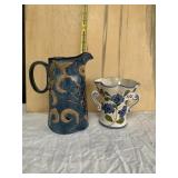 SAVOY AMBIANCE BLUE STONEWARE PITCHER AND VASE