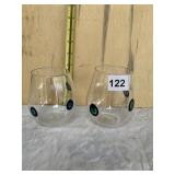 2 ART GLASS WINE GLASSES SIGNED ON BOTTOMS