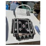 WHITE HANDLED BASKET AND SET OF 8 PLACEMATS