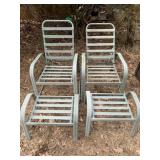 2 PATIO METAL PATIO CHAIRS WITH MATCHING OTTOMANS