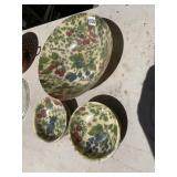 3 BOWLS W/ FLOWER DESIGN