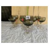 SMOKE GLASS CORDIALS WITH TWISTED CLEAR STEMS