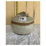 HAND THROWN POTTERY COVERED TRINKET DISH WITH