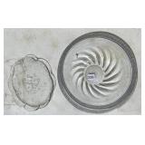 ROUND GLASS SERVING PLATTER WITH SILVER RIM,