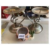 CANDLE HOLDERS, CACTUS DISH