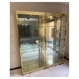 GLASS SHELF, 2 GLASS DOOR CABINETS W/ LIGHTS 78"