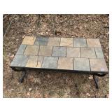 SLATE TOP COFFEE TABLE METAL FRAME LOWER SHELF