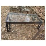 GLASS AND METAL COFFEE TABLE, MUCH RUST