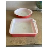 PINK PYREX SQUARE AND ROUND BAKING DISHES