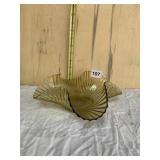 WAVY AMBER GLASS CENTER PIECE BOWL