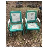 2 PAINTED METAL VINTAGE SPRING PATIO CHAIRS