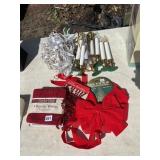 CHRISTMAS LIGHTS, WINDOW CANDLES, BOWS, KITCHEN