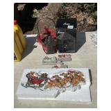 TIN SANTA BASKET, SANTA LANTERN, SANTA AND SLEIGH