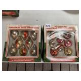 2 BOXES OF VINTAGE GLASS BALL CHRISTMAS ORNAMENTS