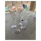 4 HOLLOW TO FOOT CHAMPAGNE GLASSES, MADE IN