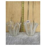 2 GEORGES DESIGNS ART GLASS VASES WITH RUFFLED