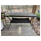 RECTANGULAR GLASS AND METAL PATIO TABLE WITH