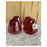 4 BLOWN RUBY GLASS CANDLE SHADES