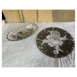 GLASS WITH SILVER OVERLAY ROUND HANDLED TIDBIT