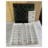 BLACK GLASS CHESS BOARD WITH CLEAR AND SATIN