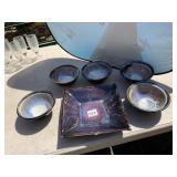 POTTERY BOWLS AND SQUARE PLATE
