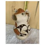 ACOMA PUEBLO POTTERY COW PITCHER, SIGNED ON BASE
