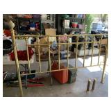 QUEEN BRASS STURDY HEADBOARD AND HOLLYWOOD FRAME