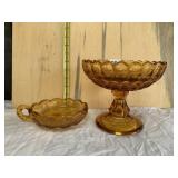 AMBER GLASS COIN DOT NAPPY AND THUMBPRINT AMBER