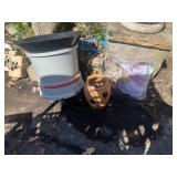 BAG OF SAND, TERRACOTTA STRAWBERRY PLANTER,